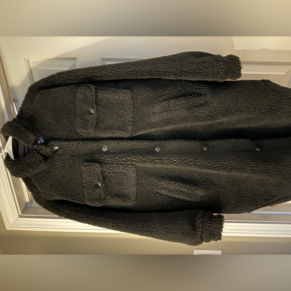 GAP Black Sherpa Shirt Jacket